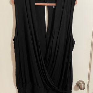 Plus Size sleeveless crossover blouse